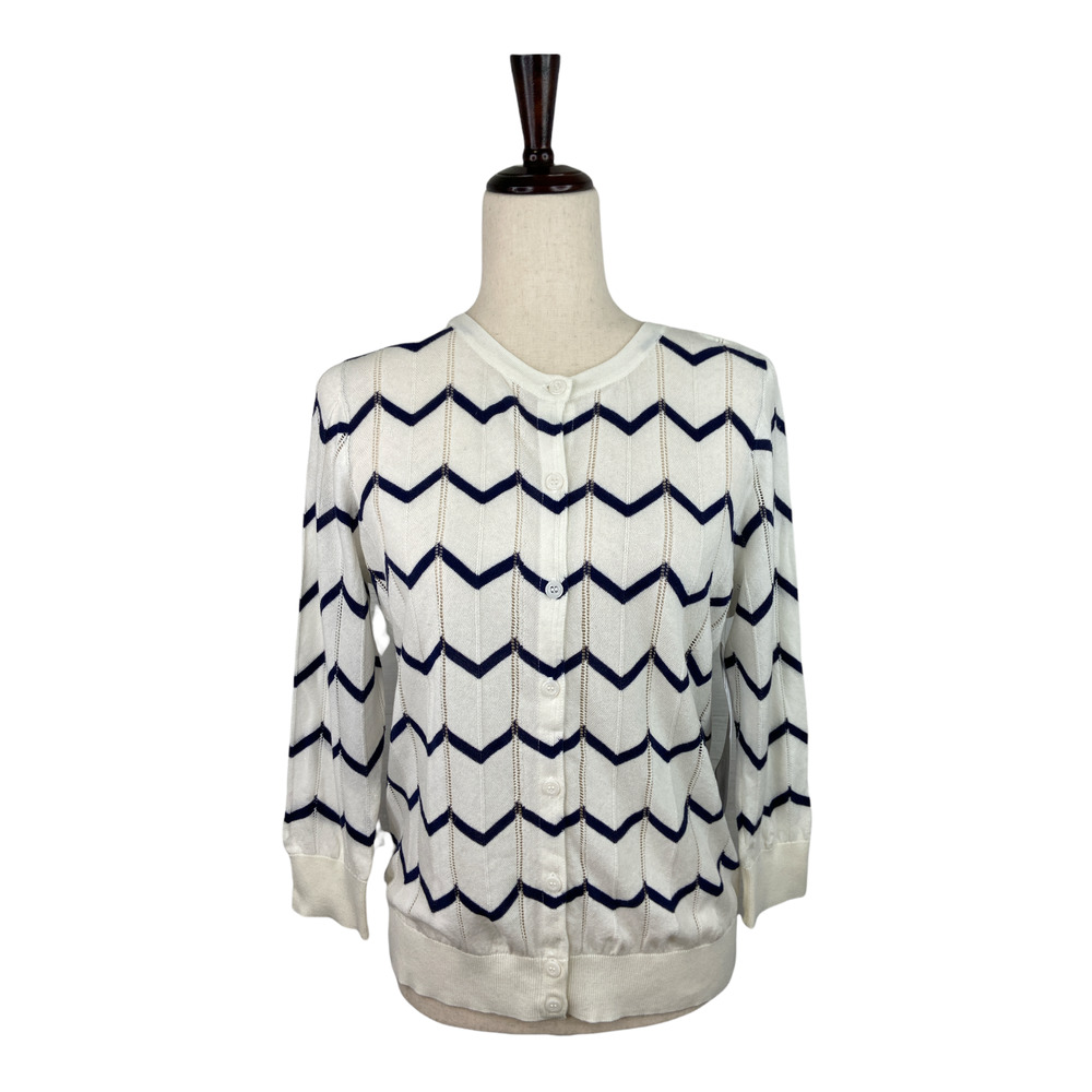 1901 Chevron Crew Cardigan Sweater Small